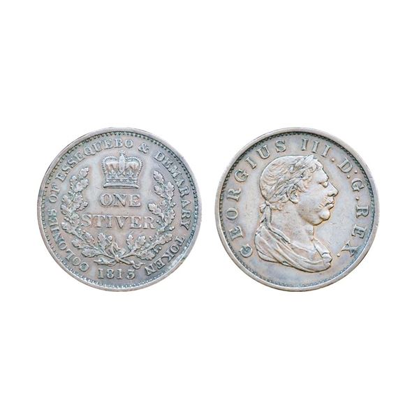 Guyana, Colony of Demerara-Essequibo, George III, 1813, Copper Stiver, 18.91 gms,