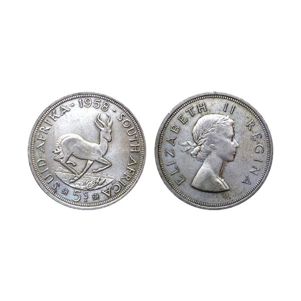 South Africa, Elizabeth, 1958, Silver 5 Shillings, 28.06 gms