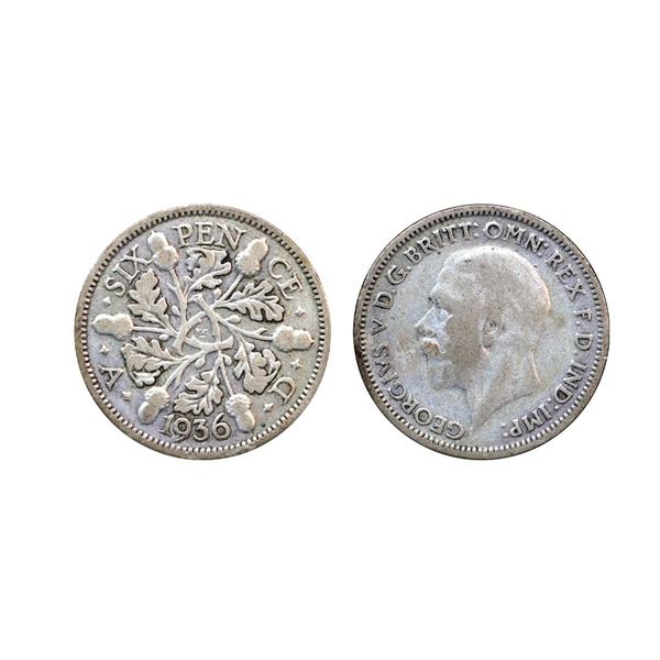 United Kingdom, George V, 1936, Silver Six Pence, 2.80 gms,