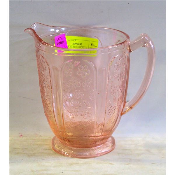 PINK ROSE DEPRESSION GLASS JEANETTE PITCHER