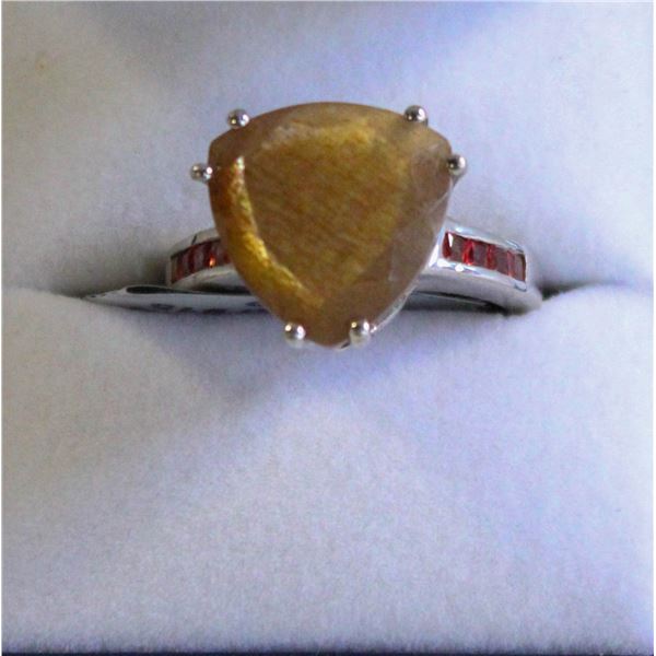 NEW STERLING SILVER RING W/TIGERS EYE SZ 7