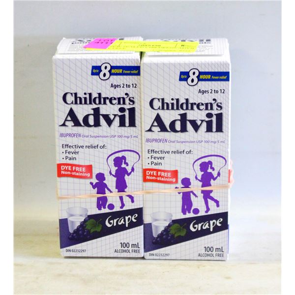 (2) NEW SEALED CHILDRENS ADVIL DYE FREE