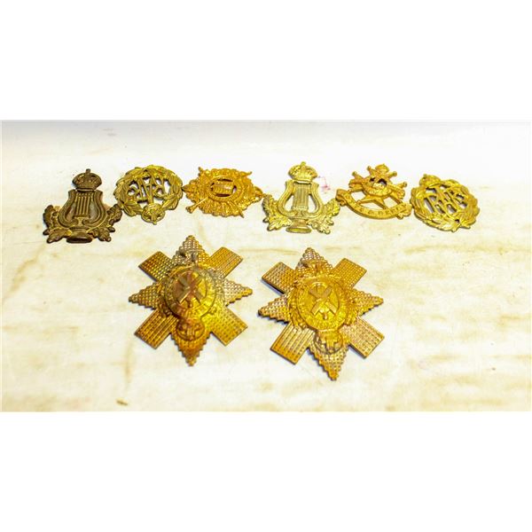8 BRITISH CANADIAN NO LUG CAP BADGES