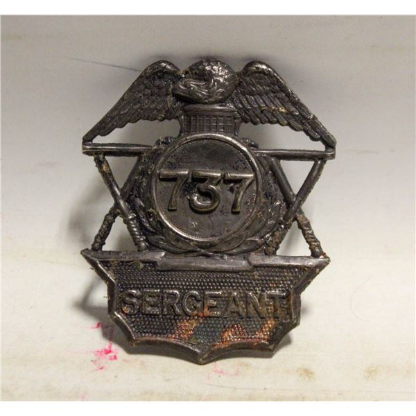 VINTAGE SERGEANT 737 RETIRED POLICE BADGE