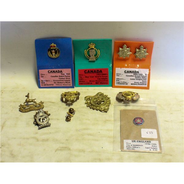 CAP AND COLLAR CAD BADGES INCLUDES WW2