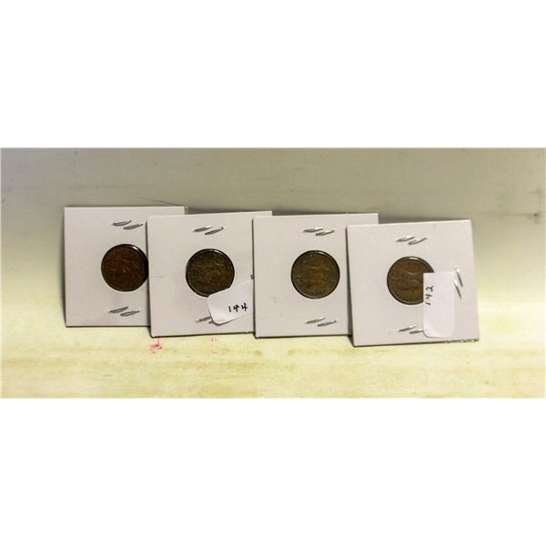 1940-1943 NEWFOUNDLAND CAD PENNIES 4 LOT