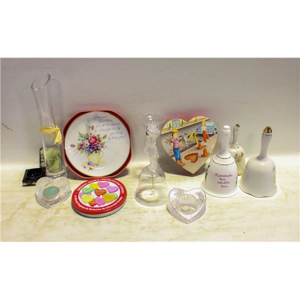 FLAT OF COLLECTIBLE BELLS & MISC