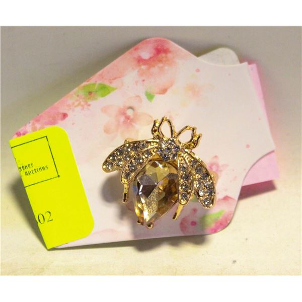 LADIES LADYBUG IN GOLD TONE+RHINESTONES 1.2”X1.2"