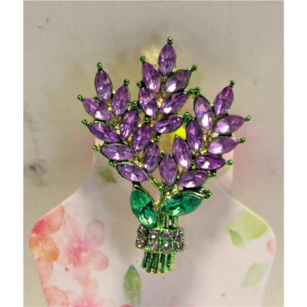 LAVENDER BUNCH OF FLOWER LADIES BROOCH