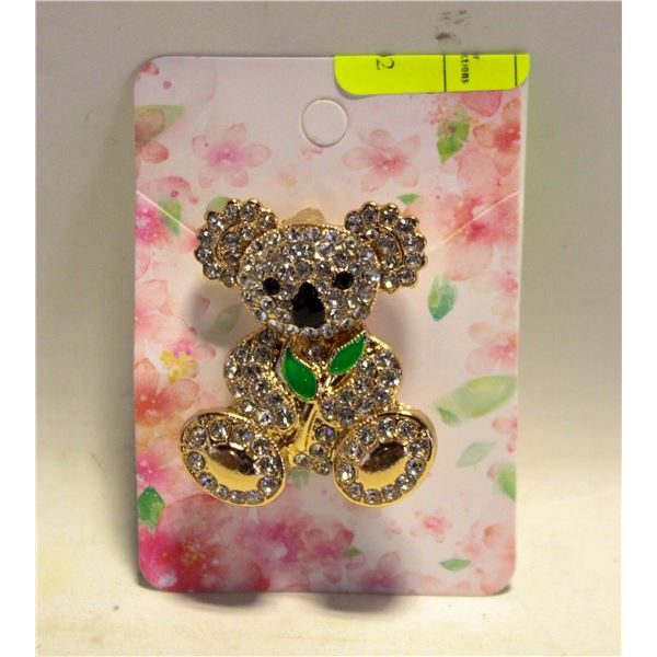 1.9”X1.3” KOALA BEAR BROOCH FILLED W/RHINESTONES