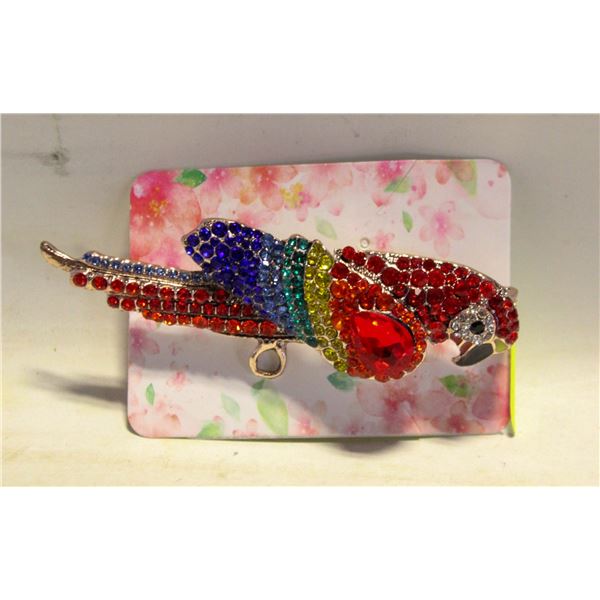 XL BOLD MACAW PARROT BROOCH FILLED WITH