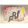 Image 1 : 2” SNAKE BROOCH IN RHINESTONES & SILVERY ACCENTS