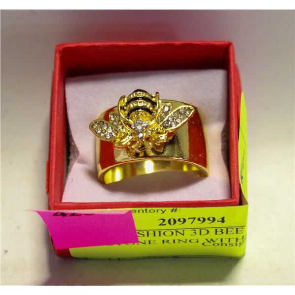 LADIES FASHION 3D BEE RHINESTONE RING WITH