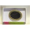 Image 1 : VINTAGE STYLE BROOCH WITH BLACK STONE 2.1”X 1.6”