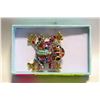 Image 1 : 1.9” X 2” RAINBOW RHINESTONES FROG BROOCH