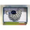 Image 1 : LARGE PEACOCK BROOCH IN DEEP BLUE