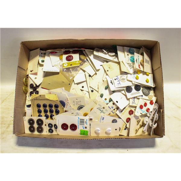 FLAT OF VINTAGE CARDED BUTTONS