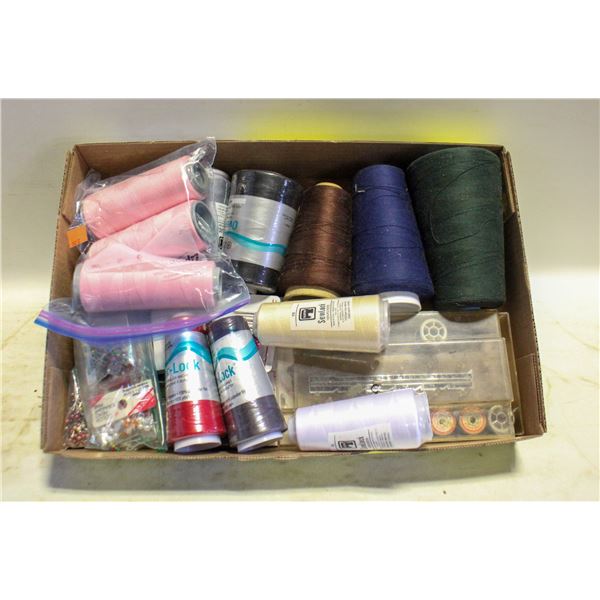 FLAT OF ASSORTED SEWING SUPPLIES