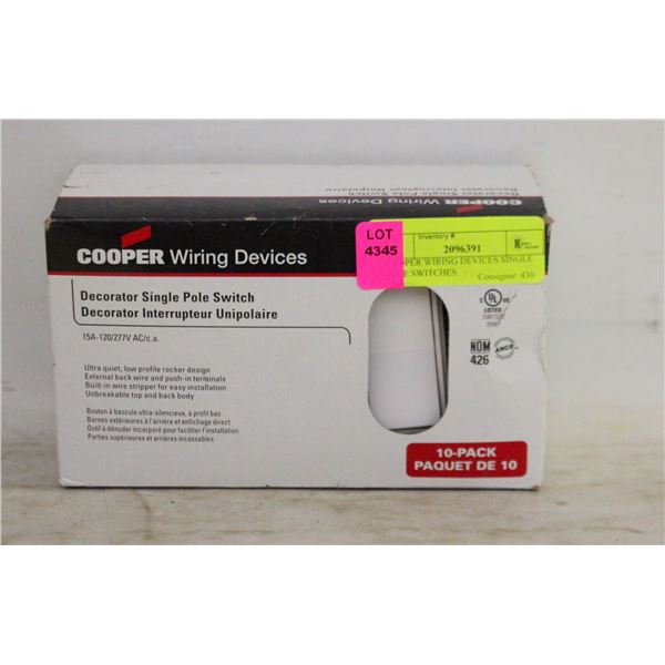 COOPER WIRING DEVICES SINGLE POLE SWITCHES