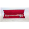 Image 1 : BROOCH + SILVER PLATED COPPER CHAIN IN BOX-ESTATE
