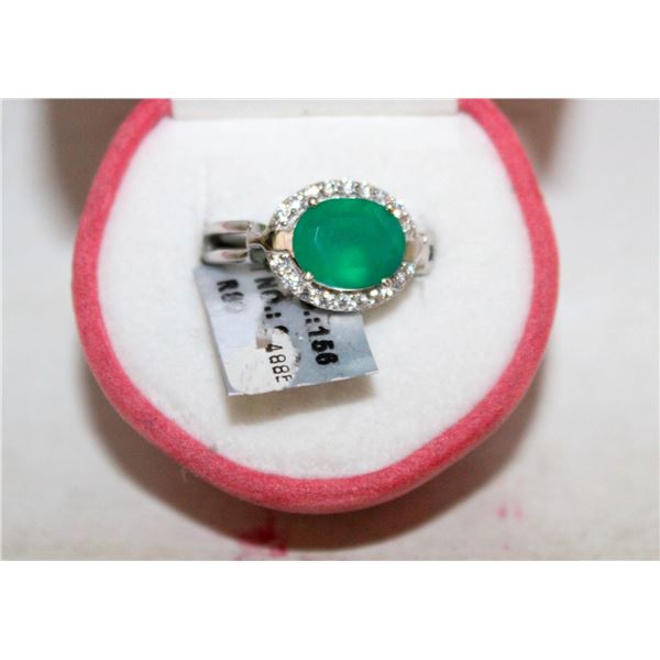 NEW STERLING SILVER RING GREEN ONYX