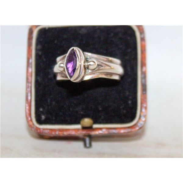 VINTAGE STERLING SILVER AMETHYST RING SZ 8.5