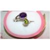 Image 1 : 925 SILVER RING SIZE 7 PURPLE GREEN STONES
