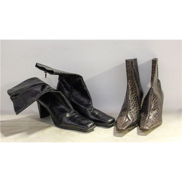 2 PAIRS GENUINE LEATHER HIGH HEEL BOOTS