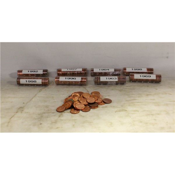 CANADIAN PENNY ROLLS ONE OPENED PENNIES