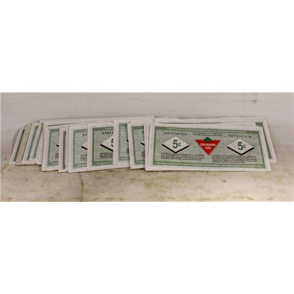 5 CENT CANADIAN TIRE MONEY LOT OF 40 PCS