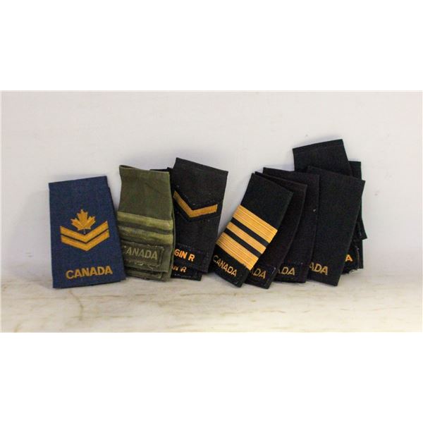 CANADIAN MILITARY EPAULETS 5 PAIRS+5 SINGLES