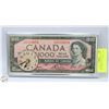 Image 2 : #3158-ESTATE ”CANADIAN $1000 BILL” WALL CLOCK +