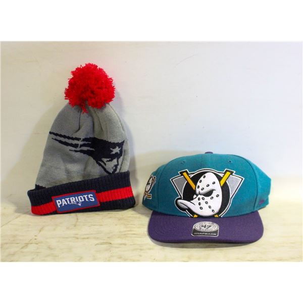 MIGHTY DUCKS AND PATRIOTS HATS NEW