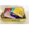 Image 1 : YELLOW STORAGE BOX W/ ASSORTED SCARVES