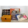 Image 1 : LOT OF VINTAGE FABRICS AND SEWING BOX