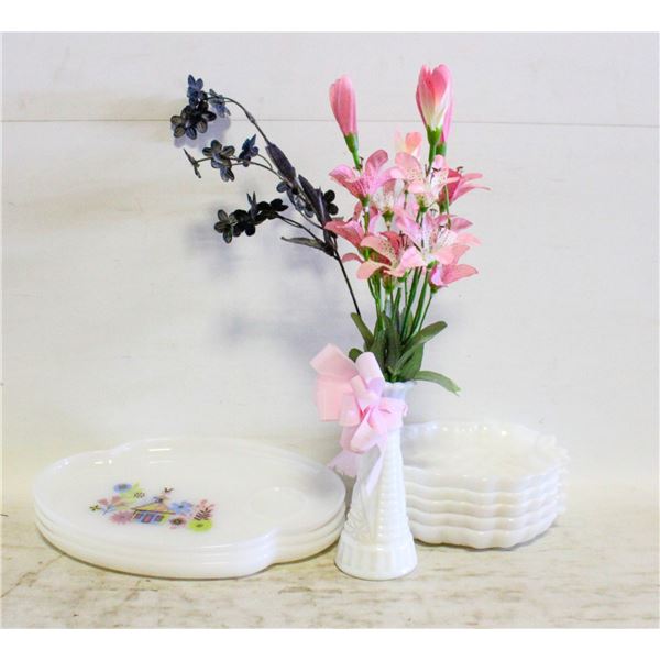 FLAT OF ASSORTED MILK GLASS