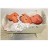 Image 1 : LARGE BABY DOLL IN WOODEN ROCKER BED