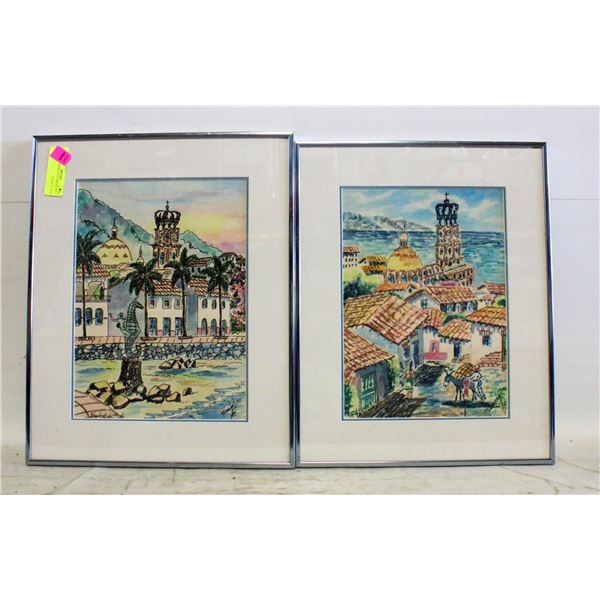 SET OF 2 SIGNED WATERCOLORS