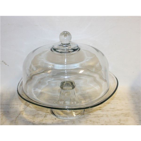 GLASS SERVING DOME LID CAKE STAND