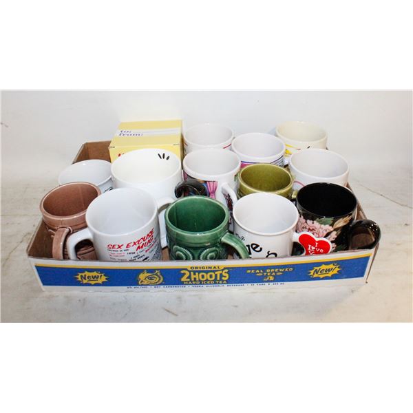 FLAT OF COLLECTIBLE MUGS