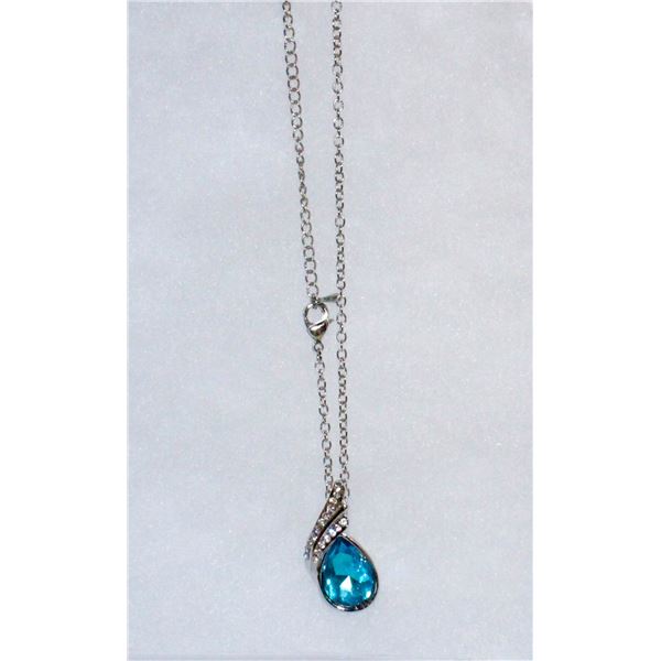 BLUE CRYSTAL NECKLACE 18"