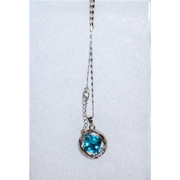 BLUE CRYSTAL NECKLACE 16" EXTENDS TO 18"