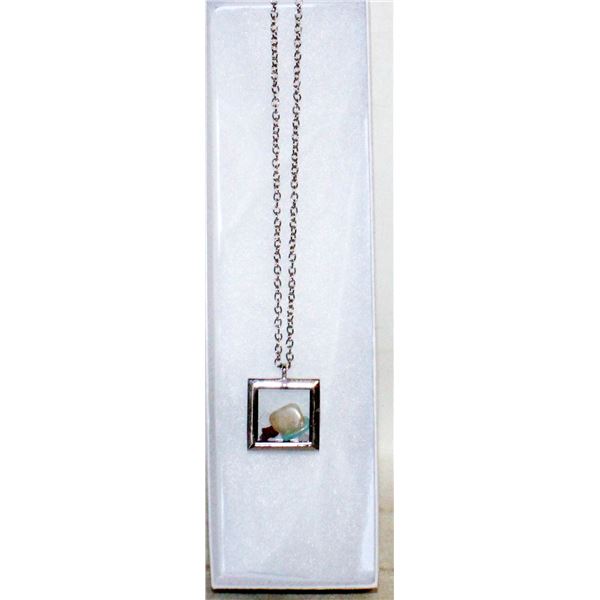 SQUARE LOCKET WITH ASST GEMSTONES 20"