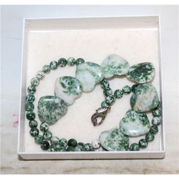 TREE AGATE HEART NECKLACE 18"