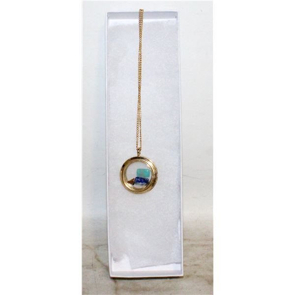 ROUND LOCKET WITH ASST GEMSTONES 17"