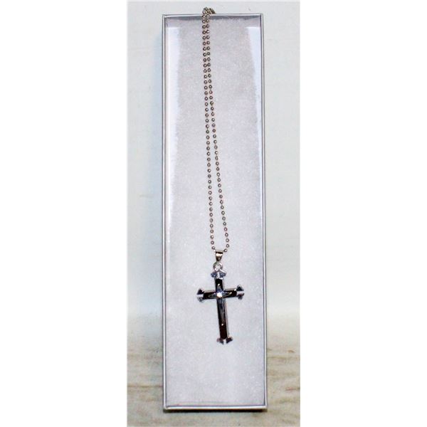 STAINLESS STEEL CROSS NECKLACE 23"