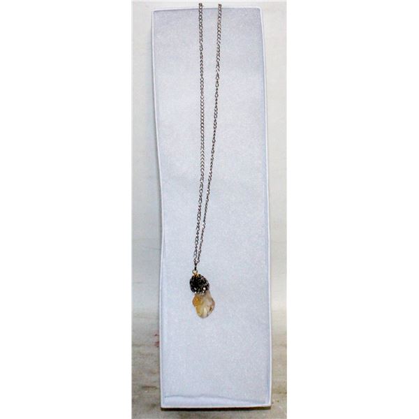 RHINESTONE CITRINE NECKLACE 16"