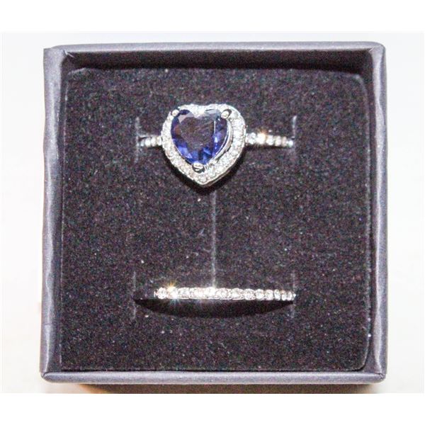 2PCS HEART SHAPE RING SZ 7