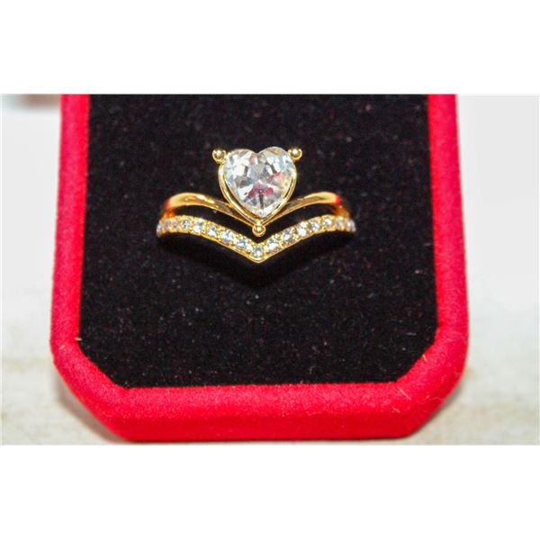 HEART RING BAND WITH CRYSTALS SIZE 9