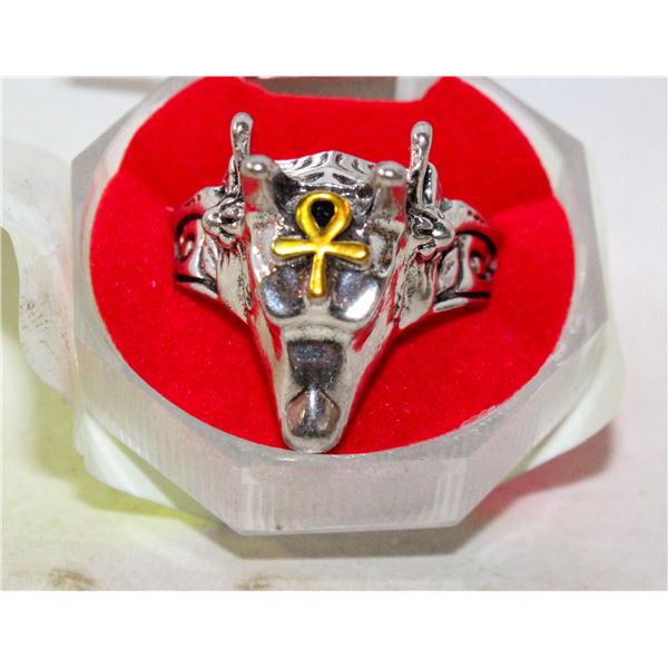 MEN'S STAINLESS STEEL EGYPTIAN GOD ANUBIS RING